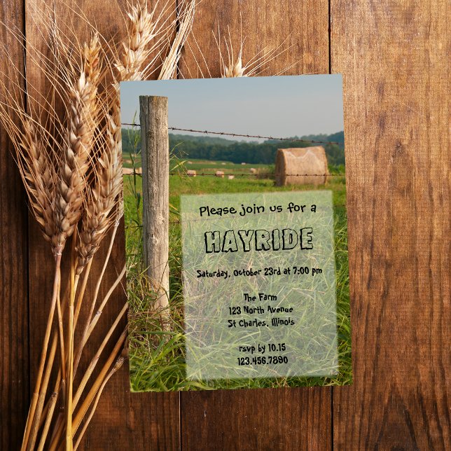Country Farm Hayride Invitation (Invite friends for a fun Fall gathering with this charming and rustic Hayride Invitation.)