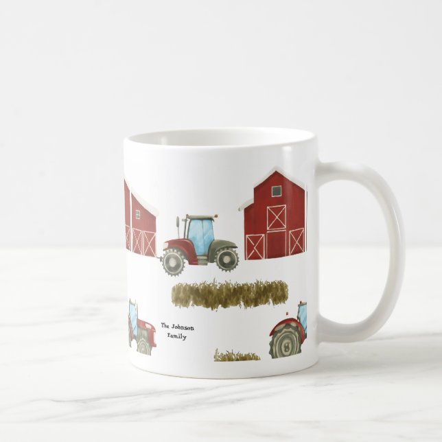 Country Farm Life Tractor Hay Bales Coffee Mug (Right)