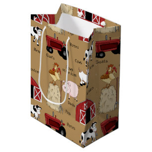Country Farm pattern medium gift bag