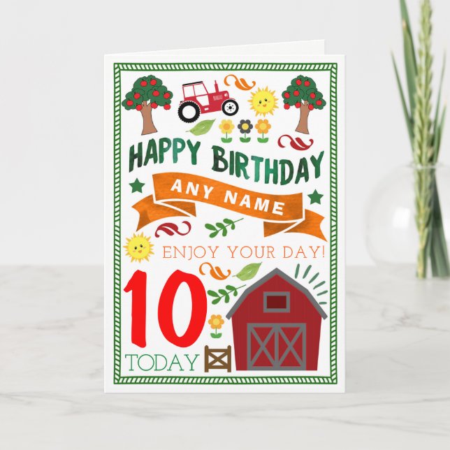 Country Farm Personalised Birthday Card (Front)