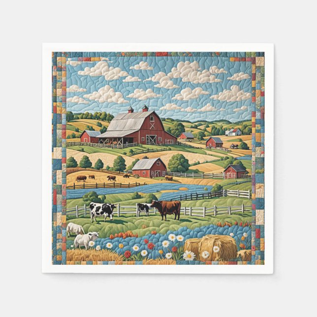 Country Farm Quilt Napkin (Front)