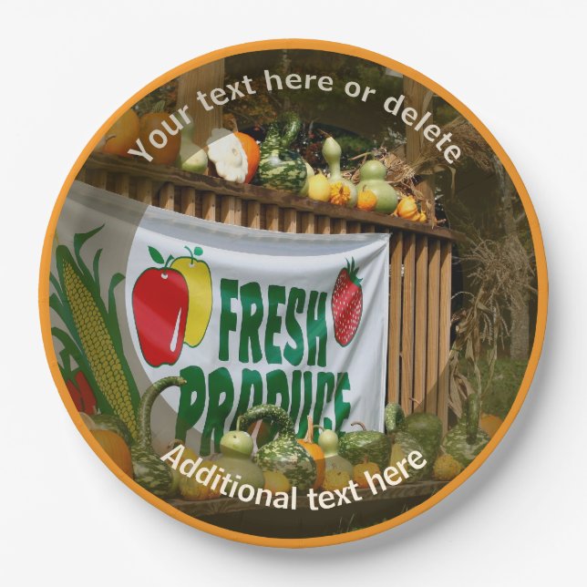Country Farm Stand Personalized Party   Paper Plate (Front)