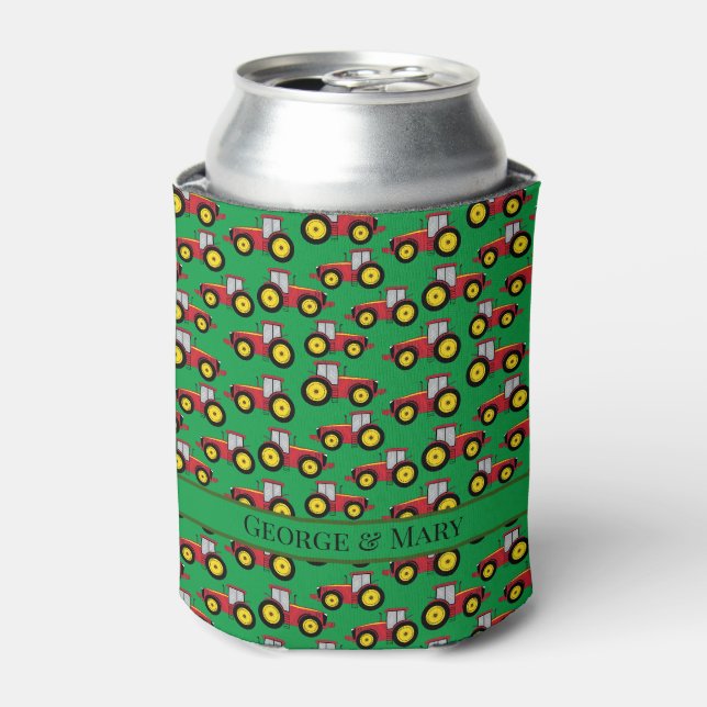 Country Farmer Tractors in Field Design Can Cooler (Can Front)