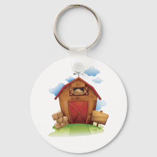 Country Farmhouse Barn with Weather Vane Keychain