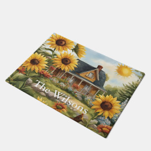 Country Farmhouse Dreamy Golden Sunflowers Doormat