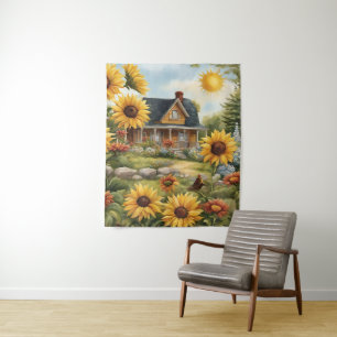 Country Farmhouse Dreamy Golden Sunflowers  Tapestry
