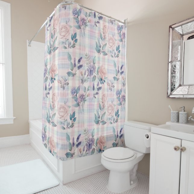 Country Farmhouse Pastel Floral Plaid (In Situ)