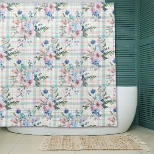 Country Farmhouse Pastel Floral Plaid