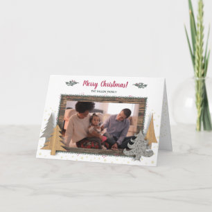 Country Farmhouse Pine Tree Photo Folded Holiday