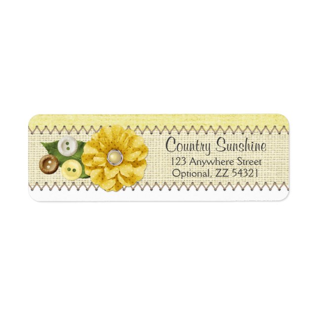 Country Farmhouse Yellow Sewing Adresse de retour (Devant)