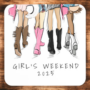 Country Fashion Cowboy Boots Girl’s Weekend Custom Coaster