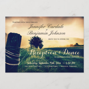 Country Fence Post Reception Only Invitations