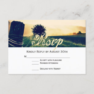 Country Field Fence Post Wedding RSVP Cards