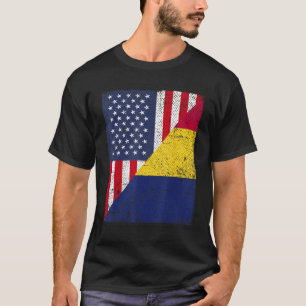 Country Flag Design Half USA Half Chad T-Shirt