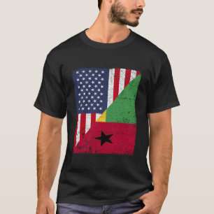 Country Flag Design - Half Usa Half Guinea Bissau T-Shirt