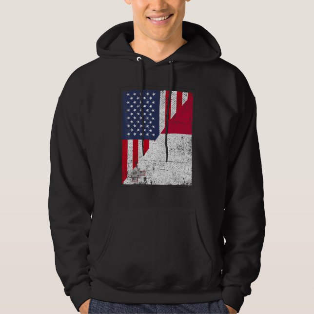 Country Flag Design  Half USA Half Malta Hoodie (Front)