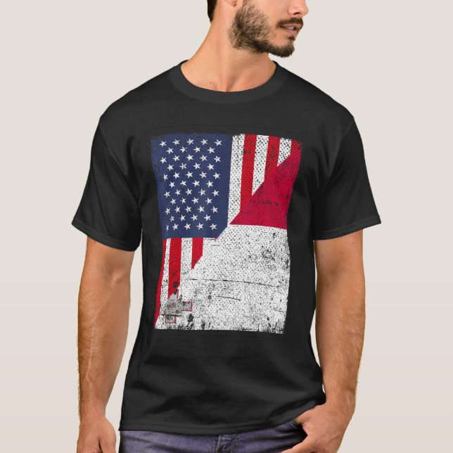 Country Flag Design  Half USA Half Malta T-Shirt (Front)