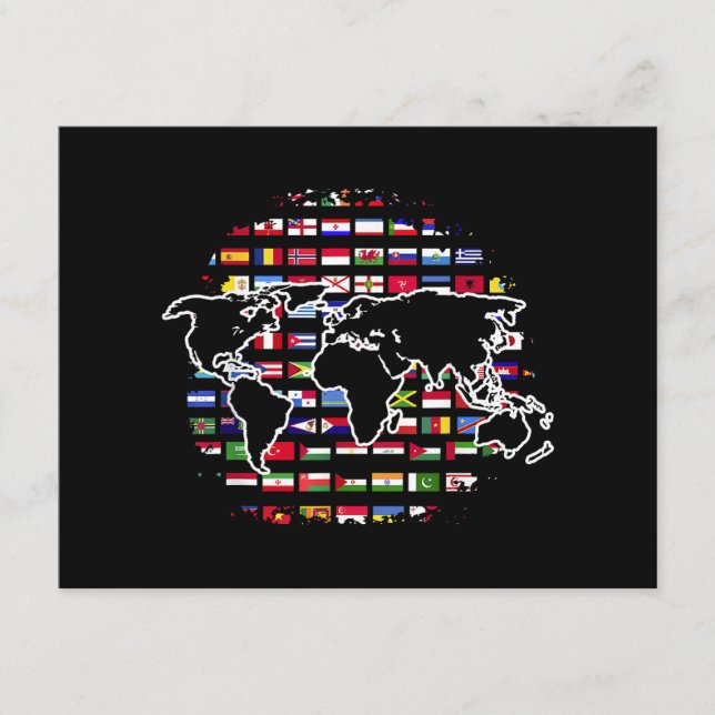 Country Flags World Map Travelling International W Enclosure Card (Front)