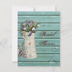 country floral barn wood rustic bridal shower invitation