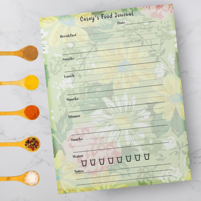 Country Floral Food Journal - Trendy Meal Diary Notepad (Creator Uploaded)