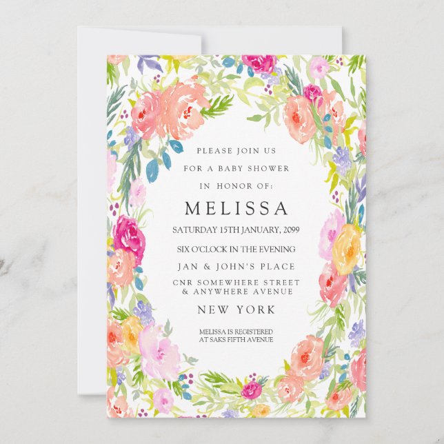 Country Floral Garden BABY Shower Invite (Front)