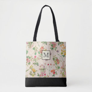 Country Floral Monogram Tote Bag