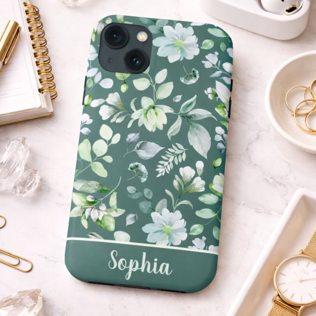 Country Floral Sage Green Signature  Case-Mate iPhone Case (Creator Uploaded)