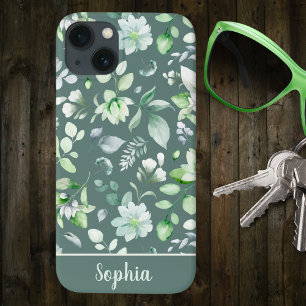Country Floral Sage Green Signature iPhone 13 Case