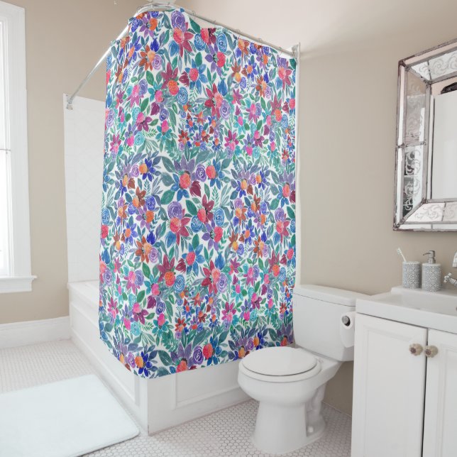 Country Floral Strawberries Watercolor Pattern (In Situ)