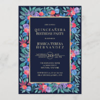 Country Floral Strawberries Watercolor Quinceañera