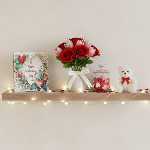 Country floral valentine heart wreath custom plaque