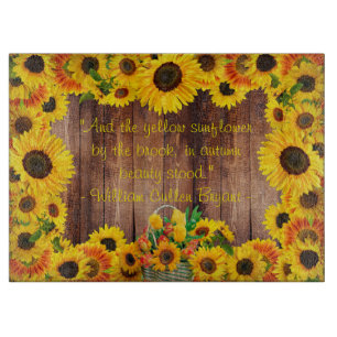 Country Floral Yellow Sunflower Rustic Barn Wood Cutting Board