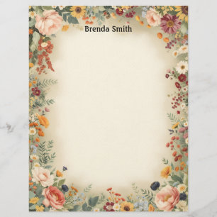 Country Flowers Border Letterhead