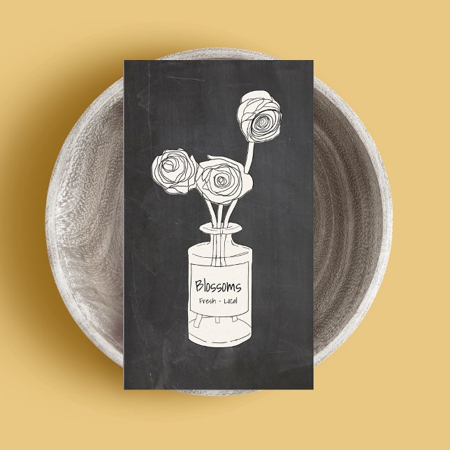 Country Flowers  Floral Florist Chalkboard Business Card (Creator Uploaded)