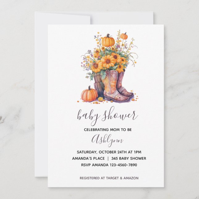 Country Flowers Western Autumn Baby Shower Invitation (Front)