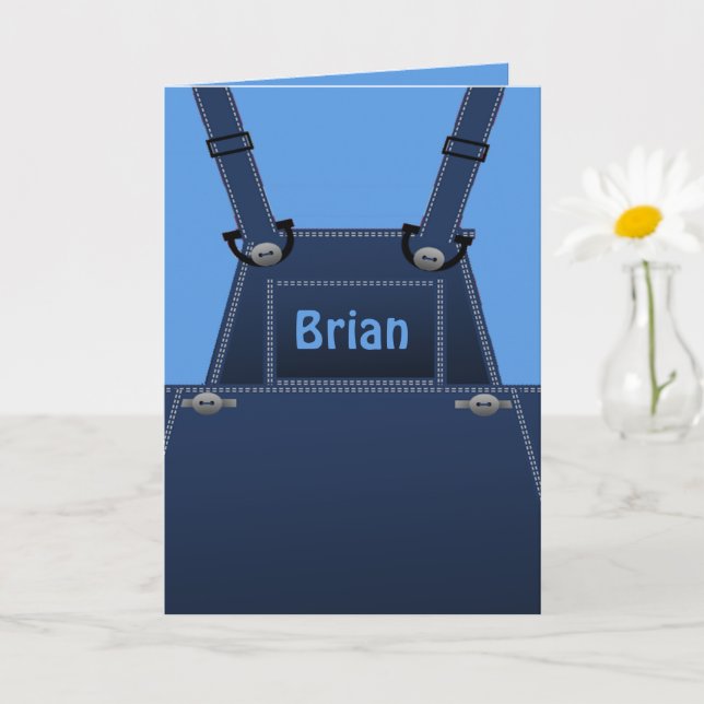 Country Folk Blue Overalls Custom Card (Small Plant)