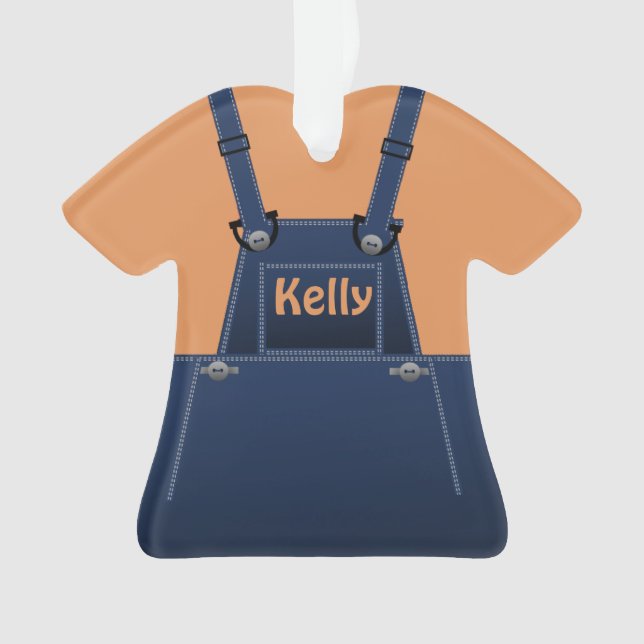 Country Folk Cute Overalls Custom O Ornament (Front)