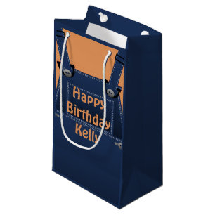 Country Folk Overalls Custom Birthday MGB Small Gift Bag