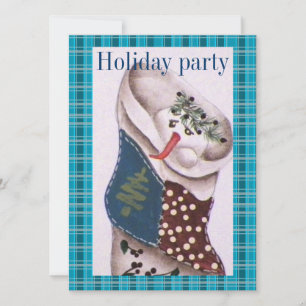 Country Folk Snowman Holiday Party Invitation
