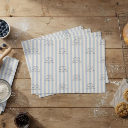 Country French Blue Striped Bakery Logo Business Tissue Paper