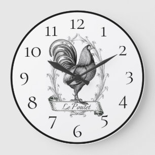 Country French Rooster Farmhouse Home Decor Large  Clock