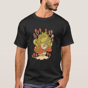 Country Frog Banjo Cute Cottagecore Toad Cottage M T-Shirt