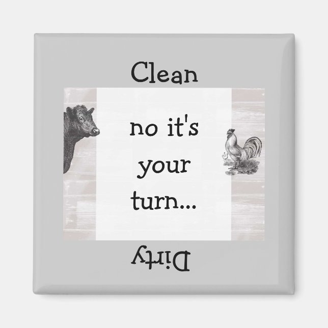 Country Fun Cow Rooster Dishwasher Magnet (Front)