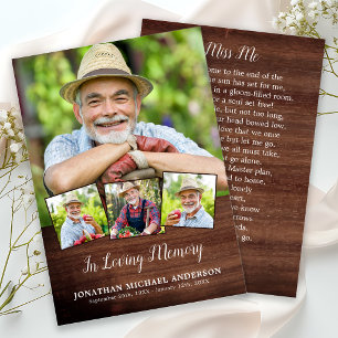 Country Funeral 4 Photo Sympathy Prayer Card