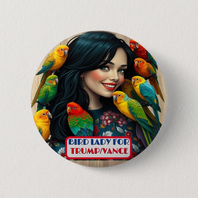 Country Gals Bird Lady for Trump/Vance Button (Front)