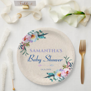 Country Garden Boho Floral Baby Shower Welcome Paper Plate