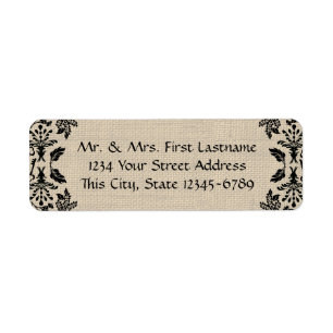 Country Garden Damask Black et Burlap