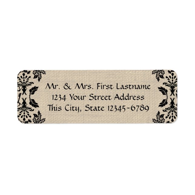 Country Garden Damask Black et Burlap (Devant)