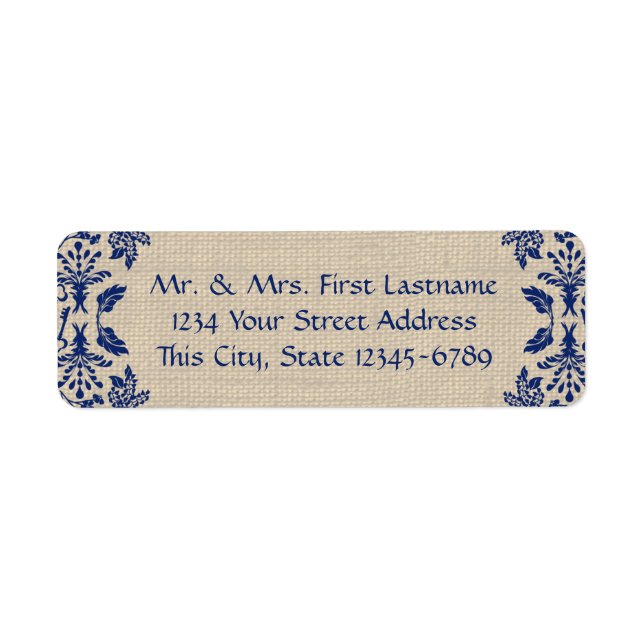 Country Garden Damask Blue and Burlap (Front)