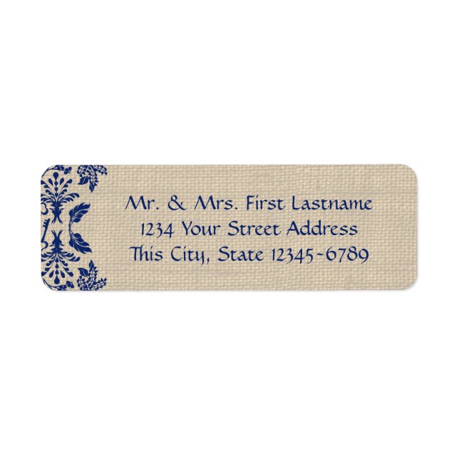 Country Garden Damask Blue and Burlap (Front)